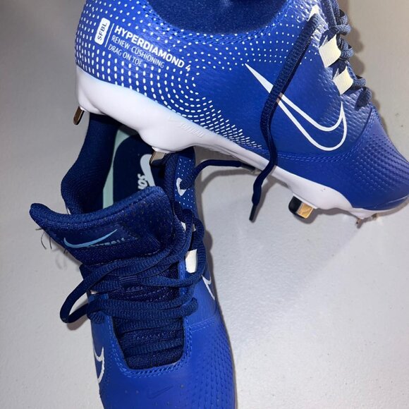 Nike Hyperdiamond 4 Pro Metal Softball Cleats ROYAL | WHITE SZ 6.5 - Picture 7 of 7